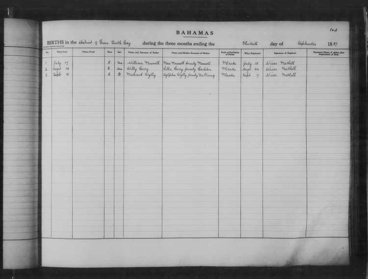Unknown Child Birth Record - Wesley Curry