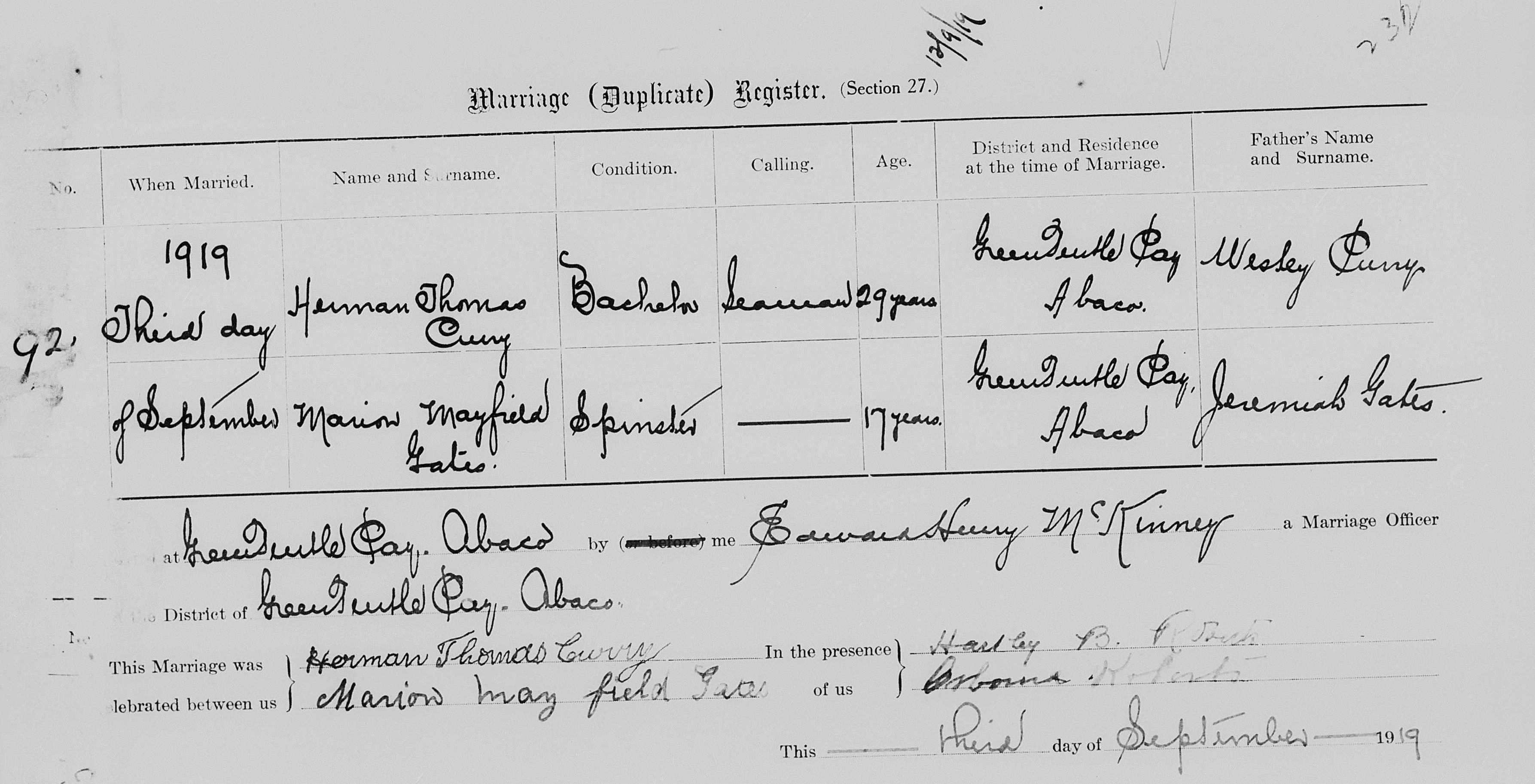 Pa Herman and Gan Gan Marriage Registration