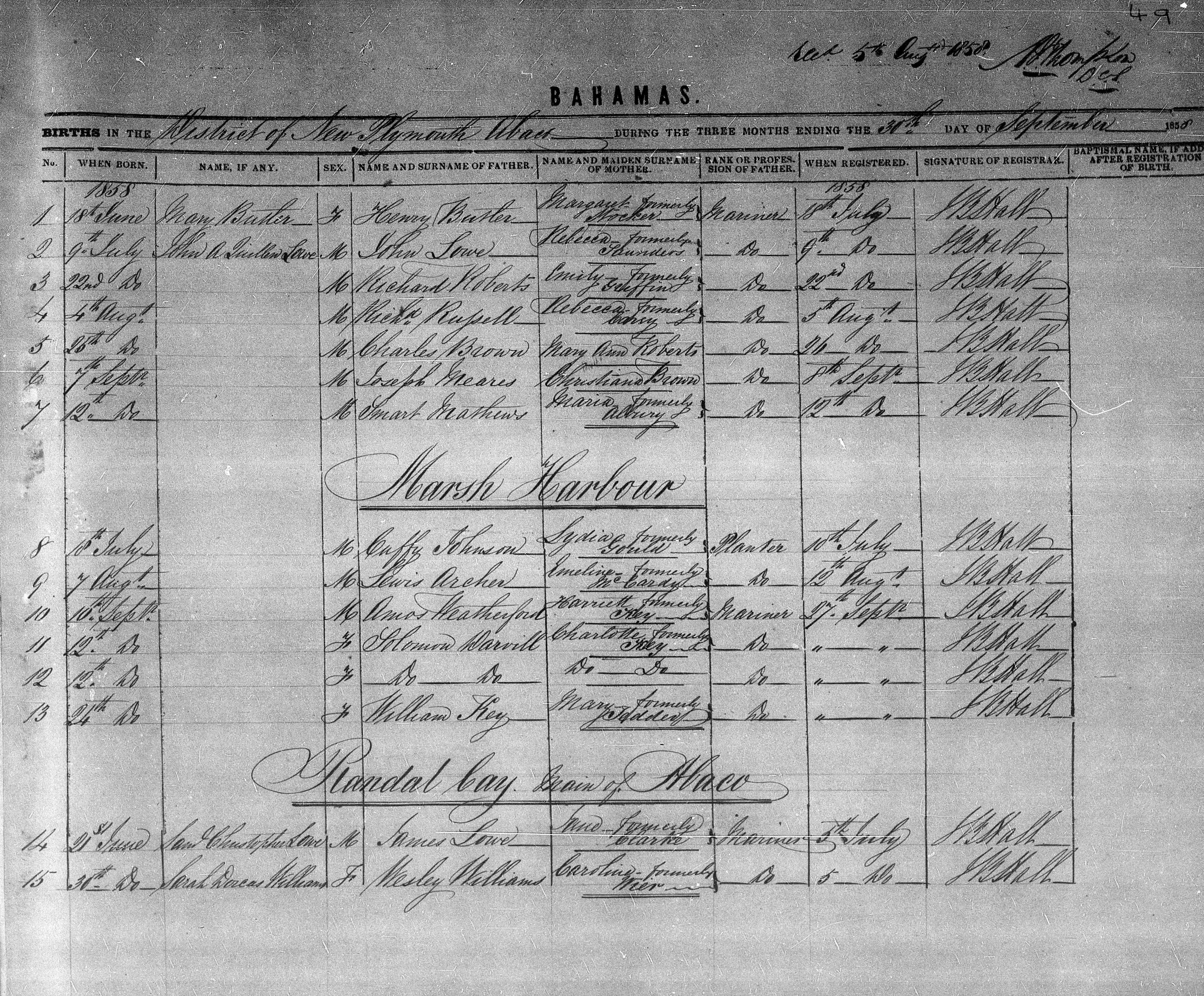 John A Lowe Birth Register